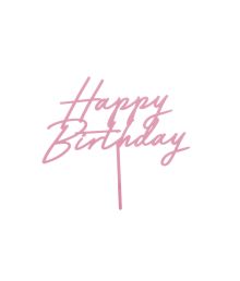 Lys rosa kagepynt Happy Birthday