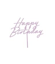 Lys lilla kagepynt Happy Birthday