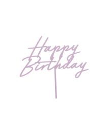Lys lilla kagepynt Happy Birthday
