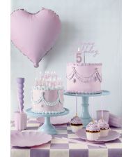 Lys lilla kagepynt Happy Birthday