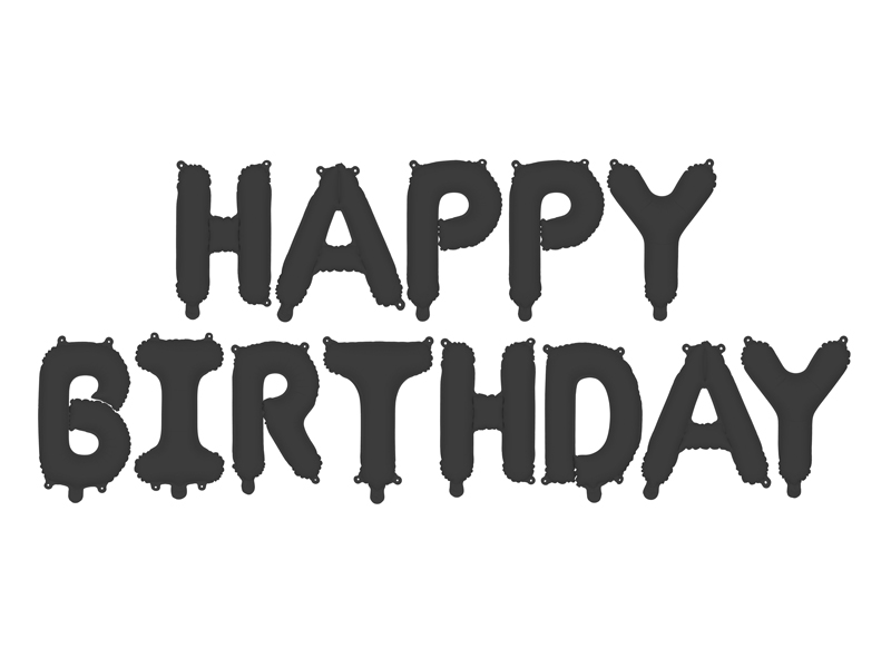 Sort folieballon Happy Birthday