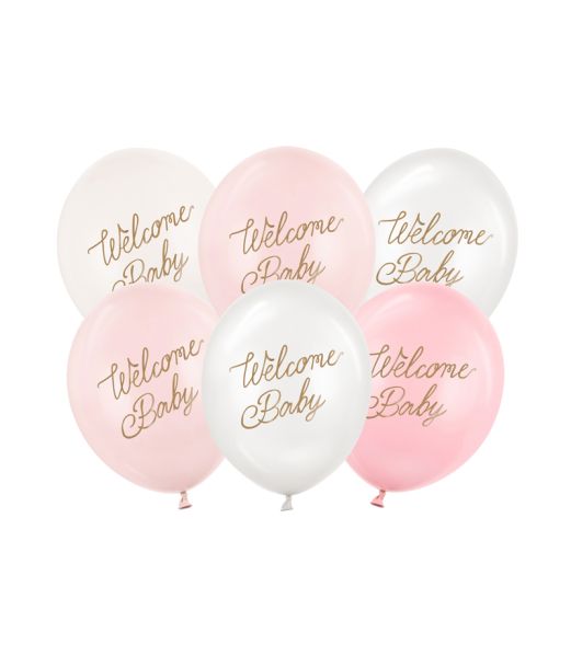 Welcome baby ballonbuket, pink mix