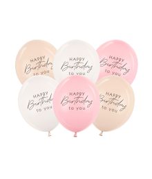 Happy Birthbay balloner pink mix, 6 stk