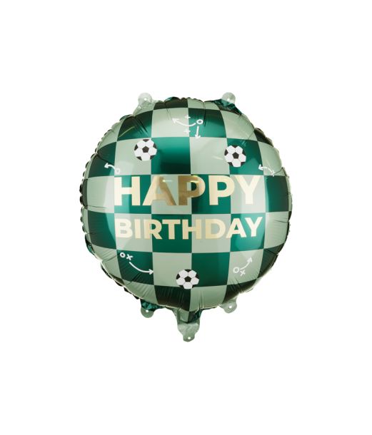 Happy Birthday follieballon med fodbolde