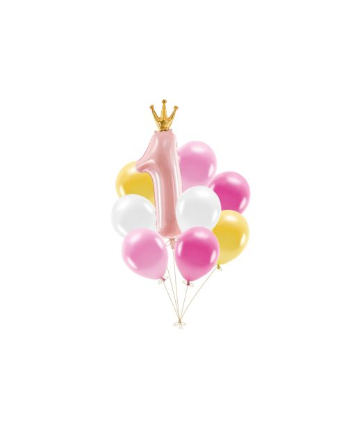 Ballonsæt 1 års fødselsdag, lyserød