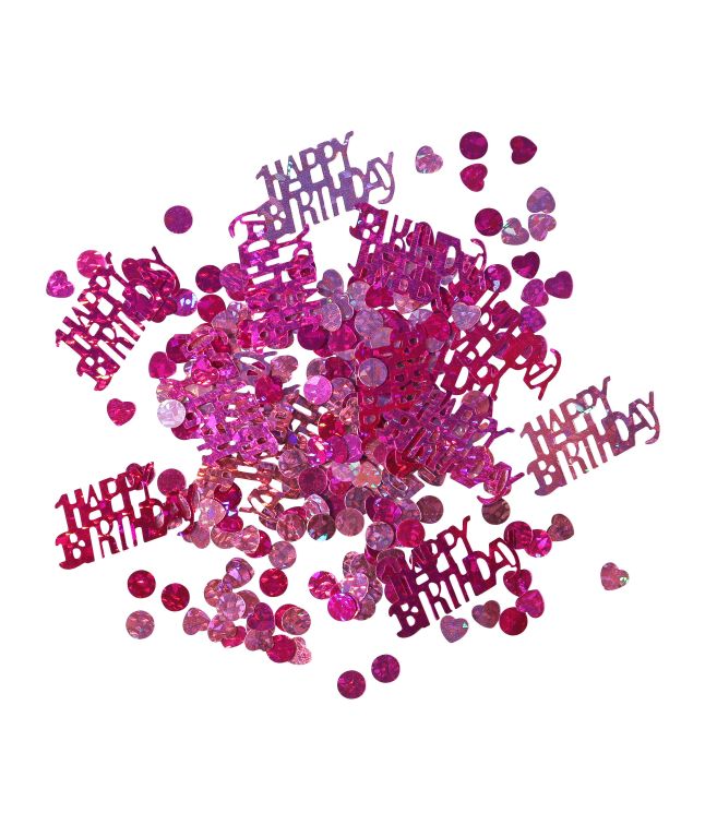 Pink Happy Birthday konfetti
