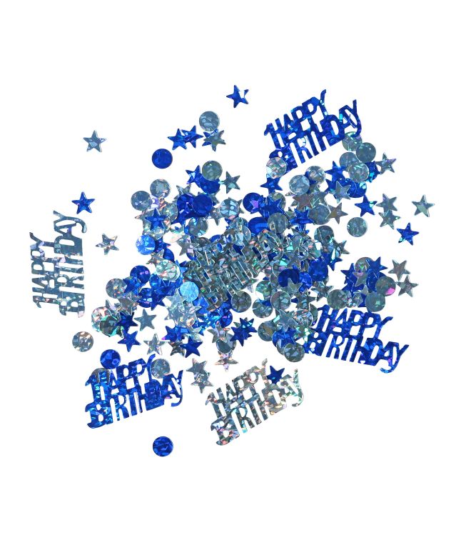 Blåt Happy Birthday konfetti