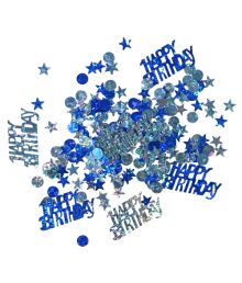 Blåt Happy Birthday konfetti