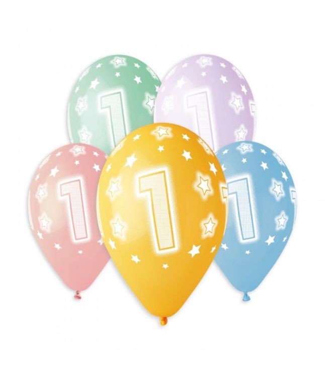Tal balloner 1 år, 5 stk
