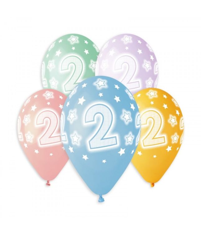 Tal balloner 2 år, 5 stk
