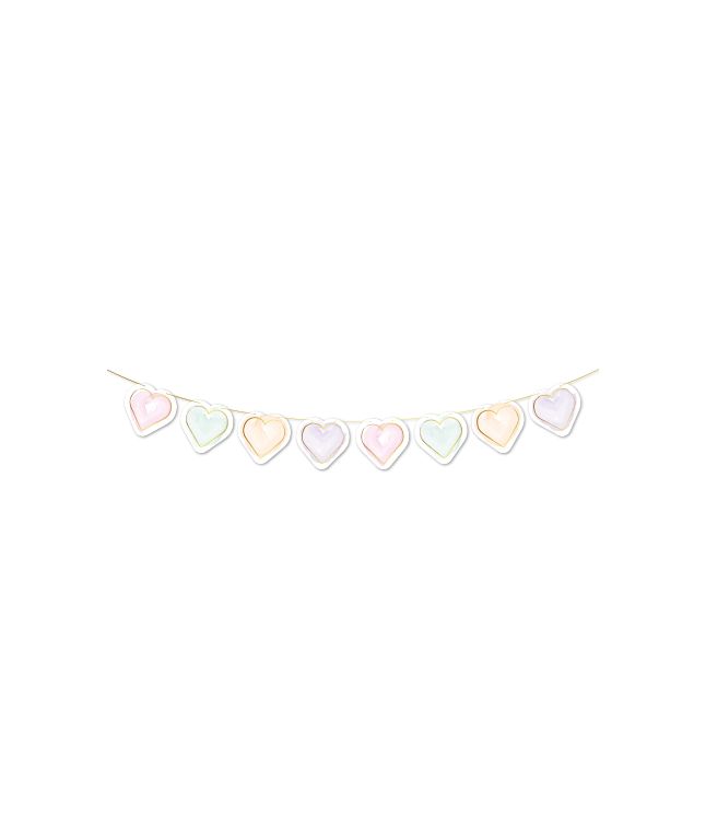 Pastel hjerte guirlande, 2 m