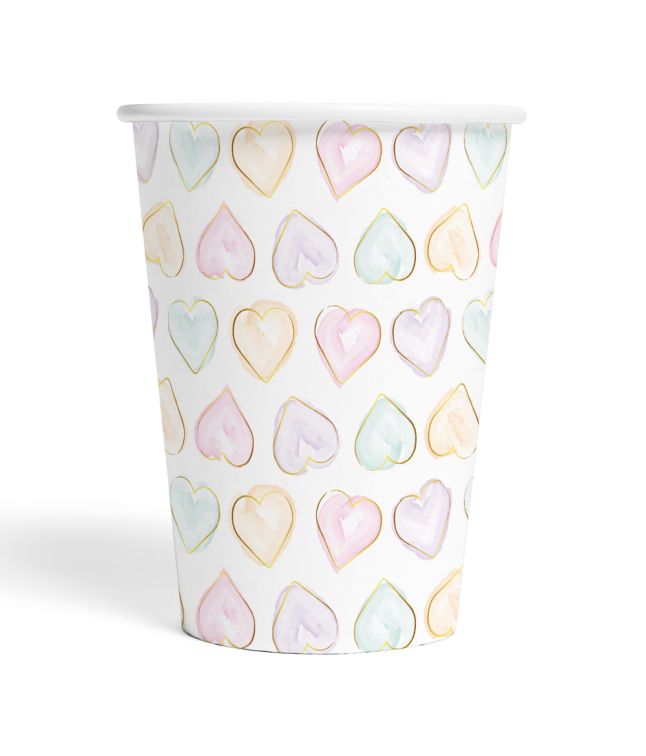 Pastel hjerte papkrus, 8 stk