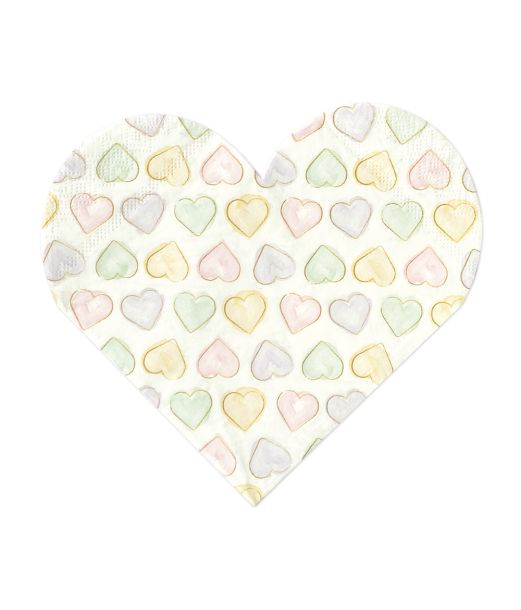 Pastel hjerte servietter, 20 stk