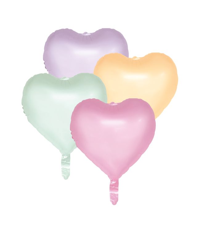 Folieballon Pastel hjerter 4 stk