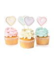 Pastel hjerte kagepynt, 12 stk