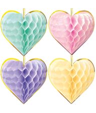 Pastel hjerte papirvæv, 4 stk