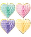 Pastel hjerte papirvæv, 4 stk