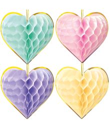 Pastel hjerte papirvæv, 4 stk