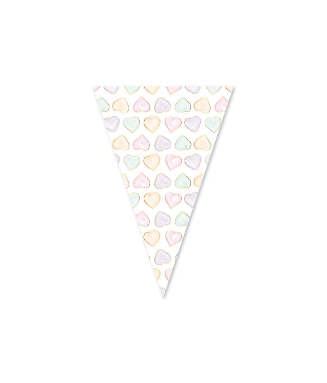 Pastel hjerter vimpelguirlande, 6 m