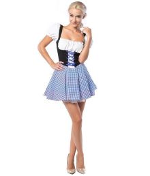 Dirndl kjole Eva, blå og brun
