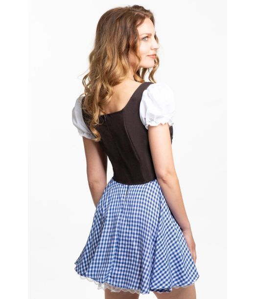 Dirndl kjole Eva, blå og brun