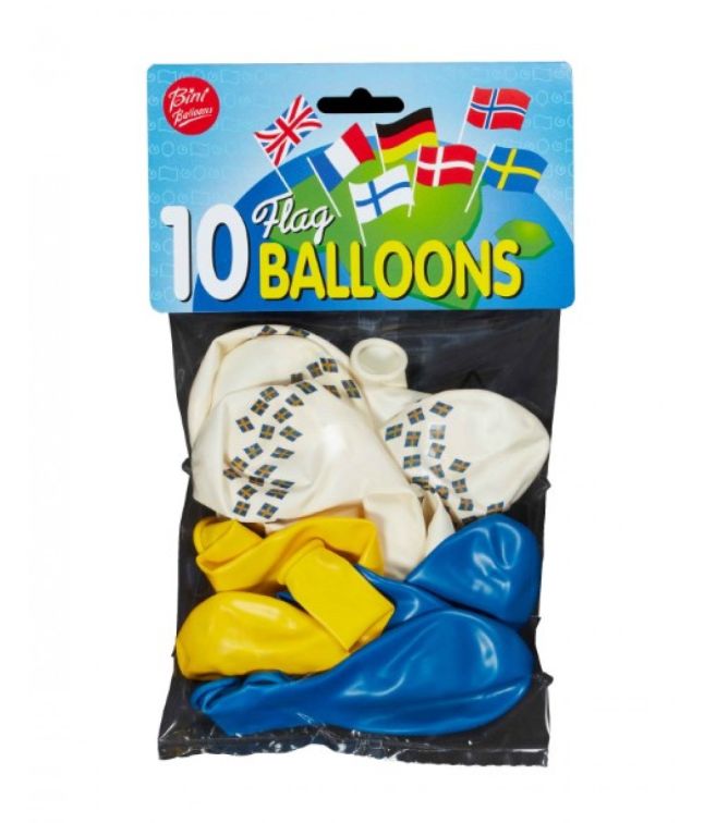 Svenske flag balloner 10 stk