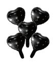 Sort folieballon hjerter, 5 stk