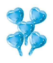 Lyseblå folieballon hjerter, 5 stk