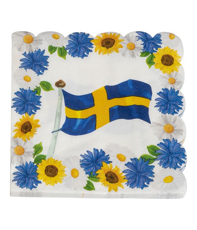 Svensk flag servietter 25x25cm 