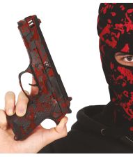 Blodig sort pistol