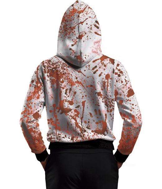 Blodig hættetrøje med maske