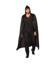 Sort velour kappe med hætte, 165 cm