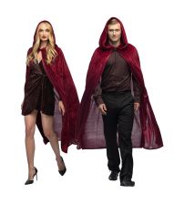 Vinrød velour kappe, 170 cm