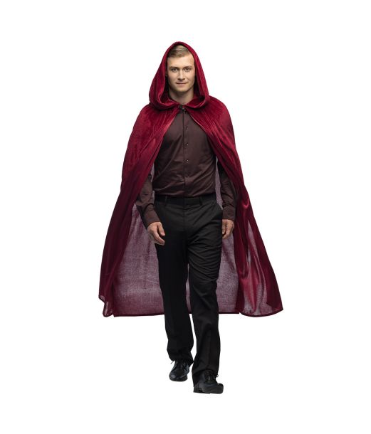 Vinrød velour kappe, 170 cm