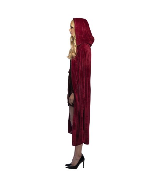 Vinrød velour kappe, 170 cm
