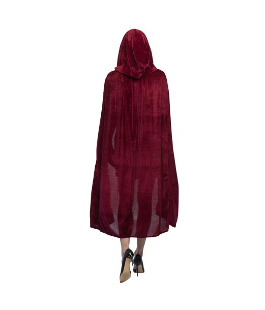 Vinrød velour kappe, 170 cm