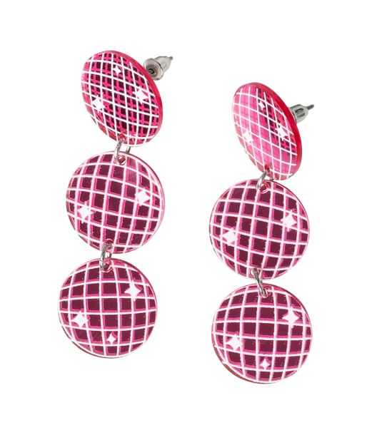 Pink diskokugle øreringe