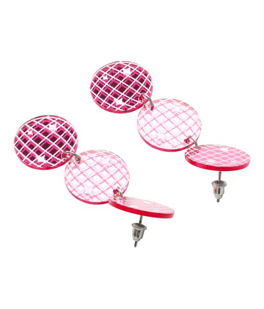 Pink diskokugle øreringe