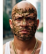 Thug life ansigtstatovering 30x13 cm