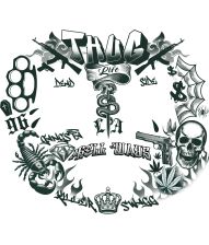 Thug life ansigtstatovering 30x13 cm