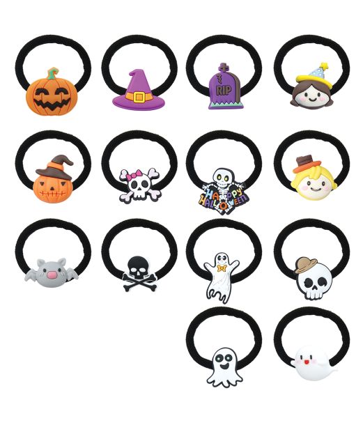 Halloween hårelastikker, 14 stk