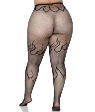 Flamme netstrømpebukser, plus size