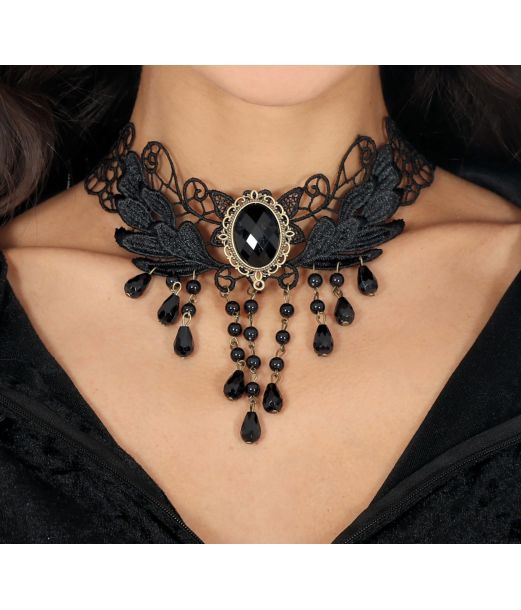 Gotisk choker med sort sten