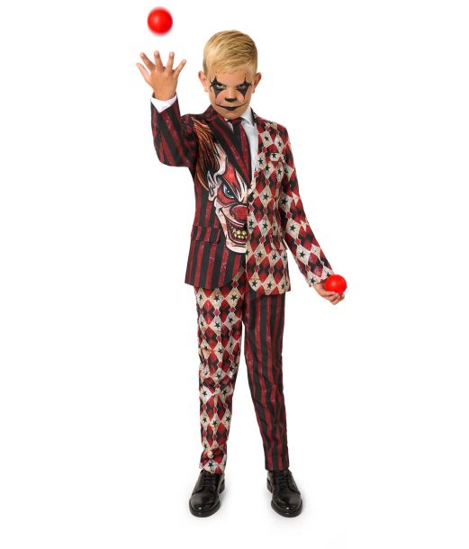 Scary red Clown jakkesæt til drenge