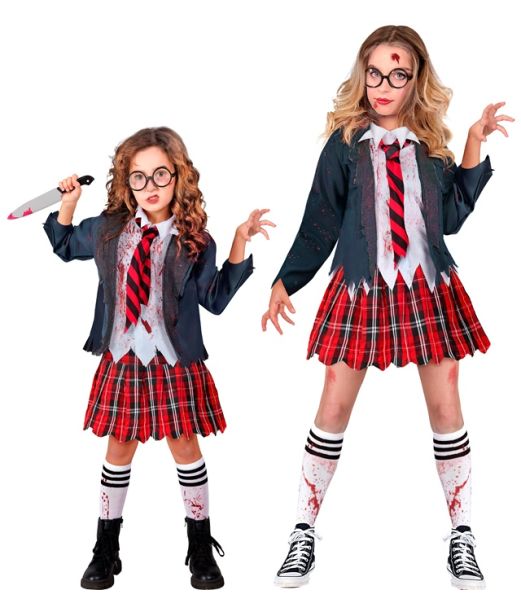 Zombie skolepige kostume