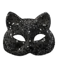Sort kat pailletmaske