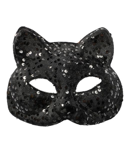 Sort kat pailletmaske