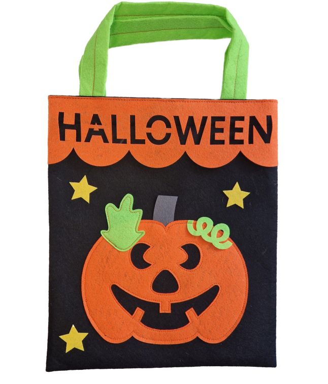 Græskar filt pose til Trick or Treat