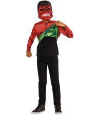 Hulk kostume, vendebart rødt og grønt