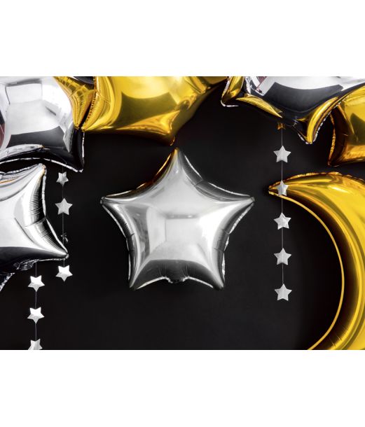 Sølv stjerne folieballon, 48 cm